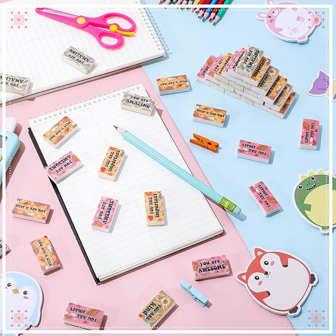 180 Pcs Inspirational Erasers for Kids Christian Pencil Erasers Bulk, Back-to-School Gifts Motivational and Cute Supplies for Students Classrooms, Drawing(Boho,Inspirational)-DeskLoop Office