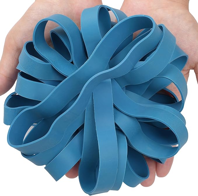 Rubber Bands Size#107 Heavy Duty Big Wide rubber band 30PCS Elastic Bands for Office Supply Trash Can File Folders Litter Box Rubber Bands (Blue)-DeskLoop Office