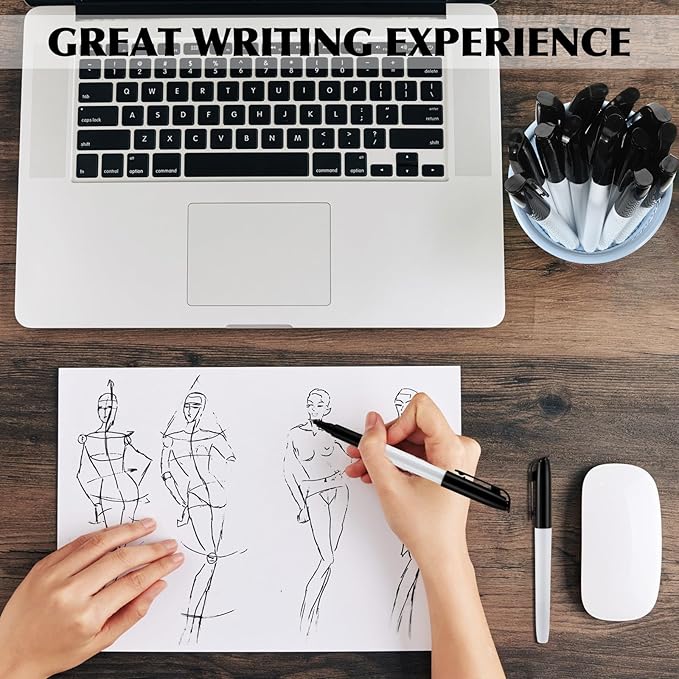 200 Pack 0.4mm Ultra Fine Point Permanent Marker Bulk, Fine Tip Permanent Markers Set, Quick Dry, Waterproof, Durable, Works on Paper, Glass, Ceramic, Plastic, Wood, Rock, Metal (Black)-DeskLoop Office