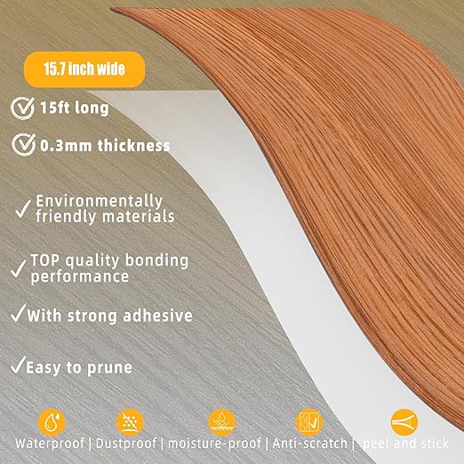 GSCIT Club Red Oak Wallpaper, 15.7 inch X 15ft Self Adhesive Wood Grain Repair Tape Patch for Tables, Chairs, Baseboards, Doors, Windows, Floors, Handicraft DIY.-DeskLoop Office