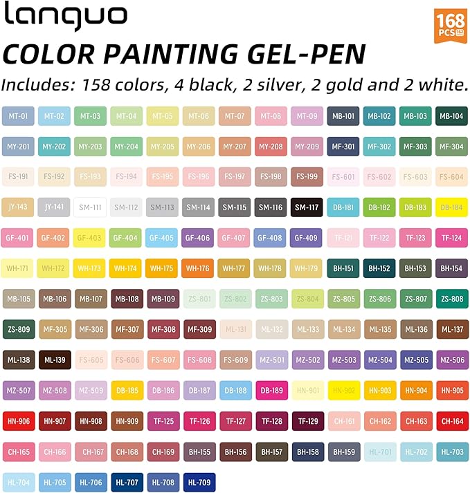 168 PCS Gel Pens for Adult Coloring Books, 162 Colors Gel Colored Pens Set with Travel Case, Perfect Gel Pens for Adult Drawing Doodling Journaling, Art Supplies and DIY Crafts-DeskLoop Office