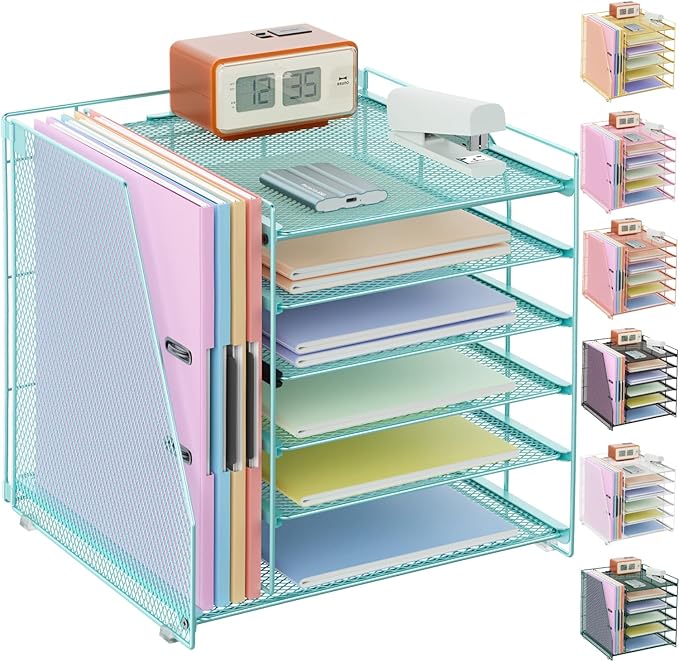 gianotter Desk Organizers and Accessories, 6-Tier Paper Organizer with File Holder, Document Organizer, Office Decor, Home Office Essentials (Blue)-DeskLoop Office