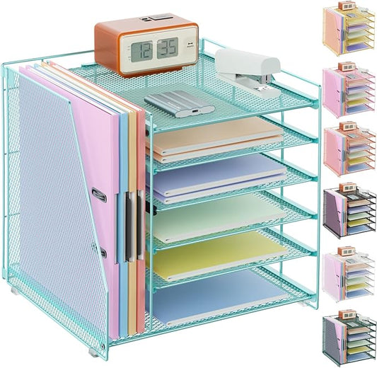 gianotter Desk Organizers and Accessories, 6-Tier Paper Organizer with File Holder, Document Organizer, Office Decor, Home Office Essentials (Blue)-DeskLoop Office
