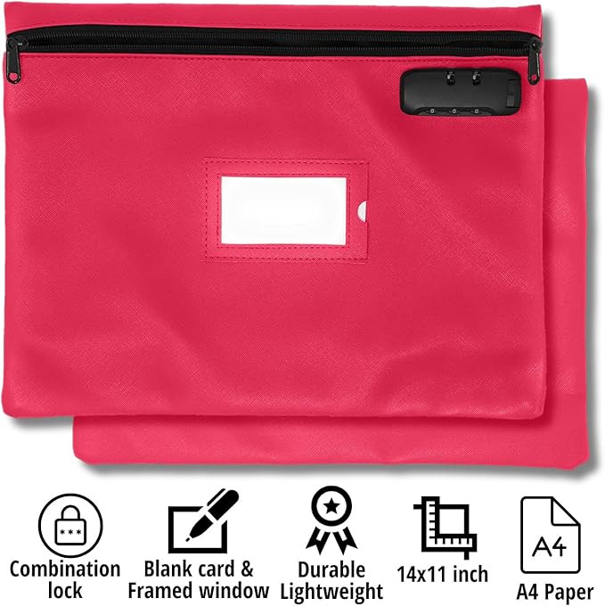 Pink Notary Bag | 14x11 inch | Locking Zipper Case for Notary Kit, Stamp, Embosser, Ink Pad, and Valuables-DeskLoop Office