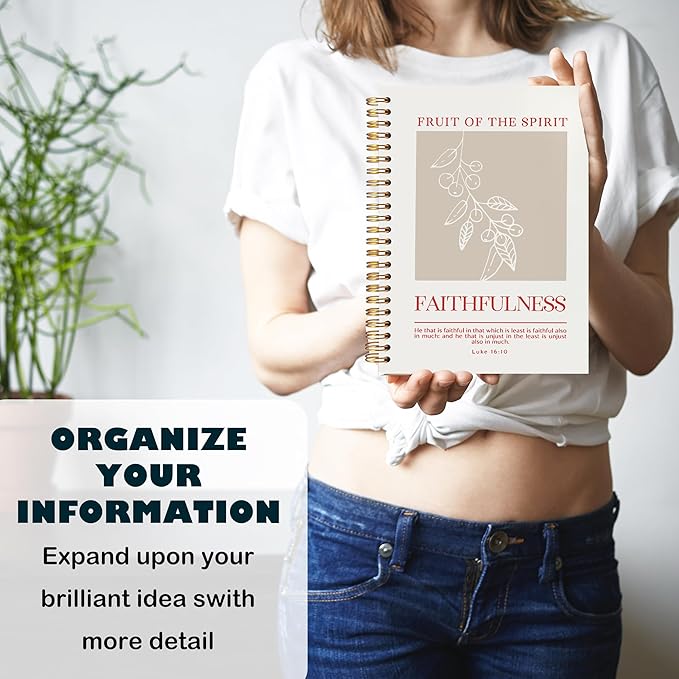 BearCake Fruit of the Spirit Faithfulness Christian Notebook Journal, Christian Gifts for Women, Bible Notebooks for Note Taking, Bible Journaling Notebook, Hardcover Spiral Notebook 5.5x8.3-DeskLoop Office