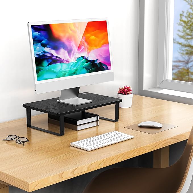 BESIGN MS01 Monitor Stand Riser, Height Adjustable Laptop Stand, Computer Monitor Stand for Monitor, Computer,Laptop,Printer (Black)-DeskLoop Office