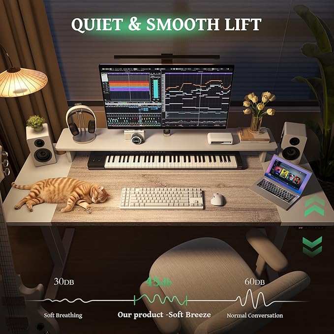 SIAGO Electric Standing Desk Adjustable - 63 x 24 Inch Sit Stand up Desk with Cable Management - 3 Memory Preset Adjustable Height Table-DeskLoop Office