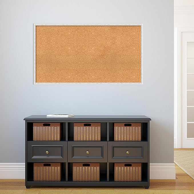Amanti Art Natural Cork Board for Wall, 25x45 Vision Board with White Frame, Oversize Corkboard Office Decor for Home Organization, Modern Corkboard Pinboard to Display Items for Home Organization in-DeskLoop Office