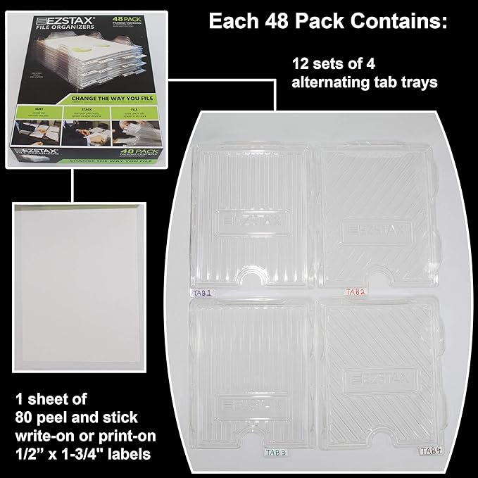 File Organizers - Letter Size, Stackable Trays for Desk - for Office Files, Mail, Documents - 48 Pack-DeskLoop Office