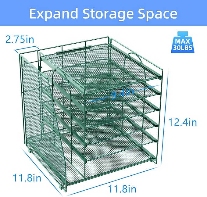 gianotter Desk Organizers and Accessories, 6-Tier Paper Organizer with Magazine rack, File Organizer for Desk, Office Accessories & Workspace (Green)-DeskLoop Office