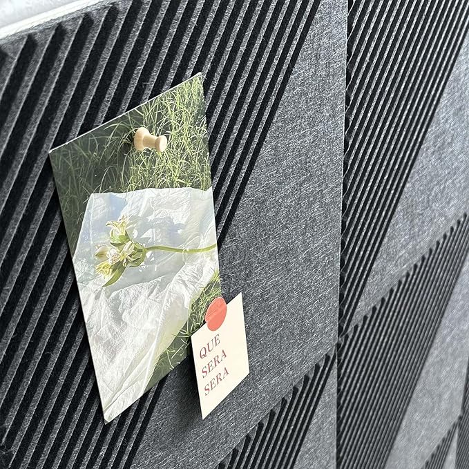 Large Cork Board for Walls 48"x 36", 12 Pack Felt Wall Tiles with Safe Removable Adhesive Tabs, Cork Board for Office,Pinboard Bulletin Board - Dark Gray-DeskLoop Office