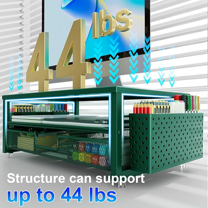 gianotter Desk Organizers and Accessories, Monitor Stand with Drawer and 2 Pen Holder, Desktop Organizer Suitable for Offices and Dormitories (Green)-DeskLoop Office