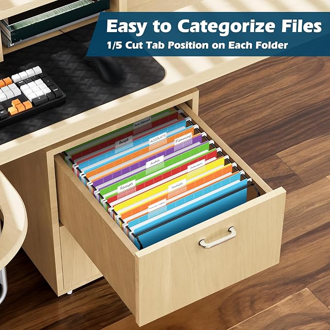 30 Pack Hanging File Folders Letter Size, Assorted Hanging Folders with 1/5-Cut Adjustable Tab, 1 Inch Expansion, Extra Capacity Hanging File Folders, Perfect Office, Home, Classroom Supplies-DeskLoop Office