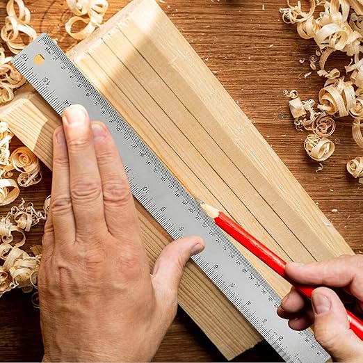 5Pcs Cork Backed Ruler Stainless Steel Ruler, 6/8/12/14/16 Inch Metal Ruler,Straight Edge Ruler Non-Slip Metal Rulers with Inch and Centimeters for Drawing Engineering(6 + 8 + 12 + 14 + 16 Inch)-DeskLoop Office