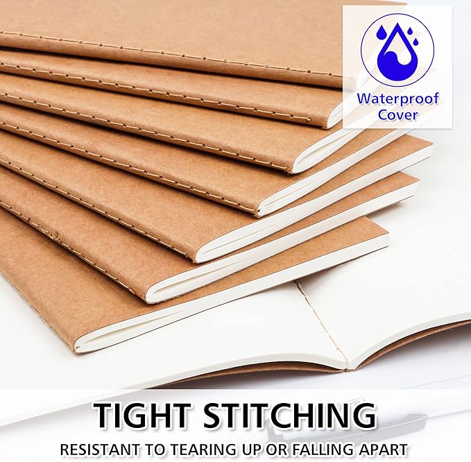 feela 170 Pack Blank Kraft Notebooks, Unlined Sketchbook Mini Cute Note Pad for Drawing Writing, Journal Bulk For Kids Students Office School Supplies, A6, 48 Pages, 4.25” X 5.5”, Brown