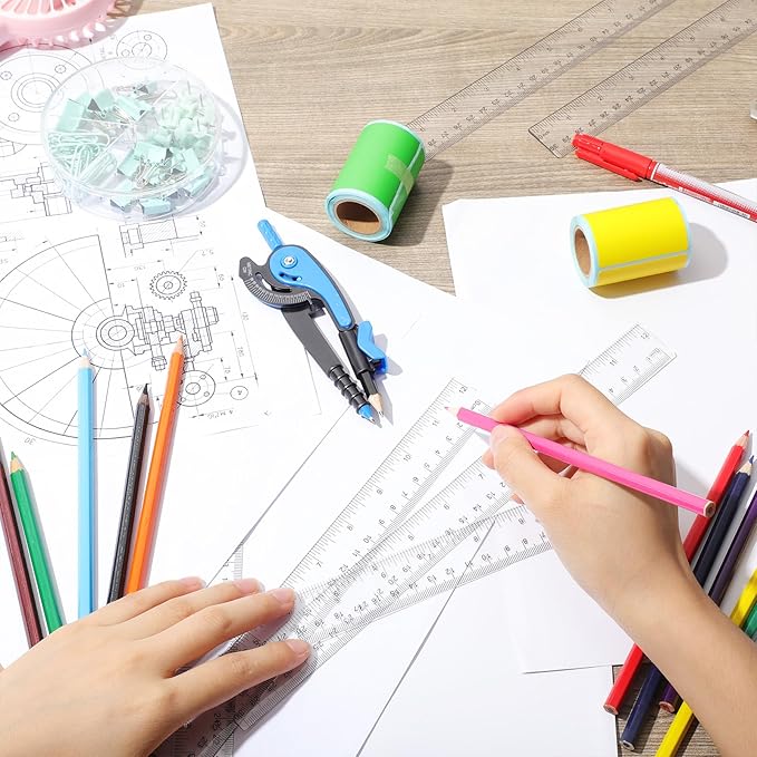 Zonon 50 Pcs 6 Inch/12 Inch Plastic Rulers Bulk Flexible Straight Rulers with Inches Centimeters First Day of School Gift Students Back to School Office Home Supplies(Clear,12 Inch)-DeskLoop Office