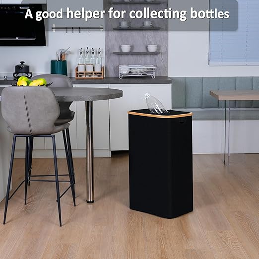 29 Gallons Recycling Bins for Kitchen, Indoor Recycle Bins with Lid, 110L Large Recycle bin with 2 Removeable Reusable Inner Bags, for Bottles Cans Glass Plastice Cartons(Black)-DeskLoop Office