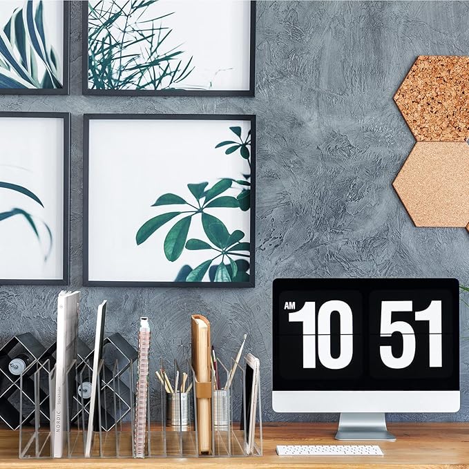 Ctosree Acrylic File Organizer for Desk Vertical 15 Compartments File Sorter Mail Organizer Desktop Countertop Folder Stand Racks for Office Home School Desk(Rectangle,Clear)-DeskLoop Office