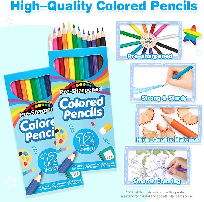 1152 Count Colored Pencils Bulk, 96 Pack Colored Pencils for Kids, Pre-sharpened Coloring Pencils in 12 Vibrant Colors, Bulk School Supplies for Teachers, Classroom Prizes, Drawing Art Supplies-DeskLoop Office