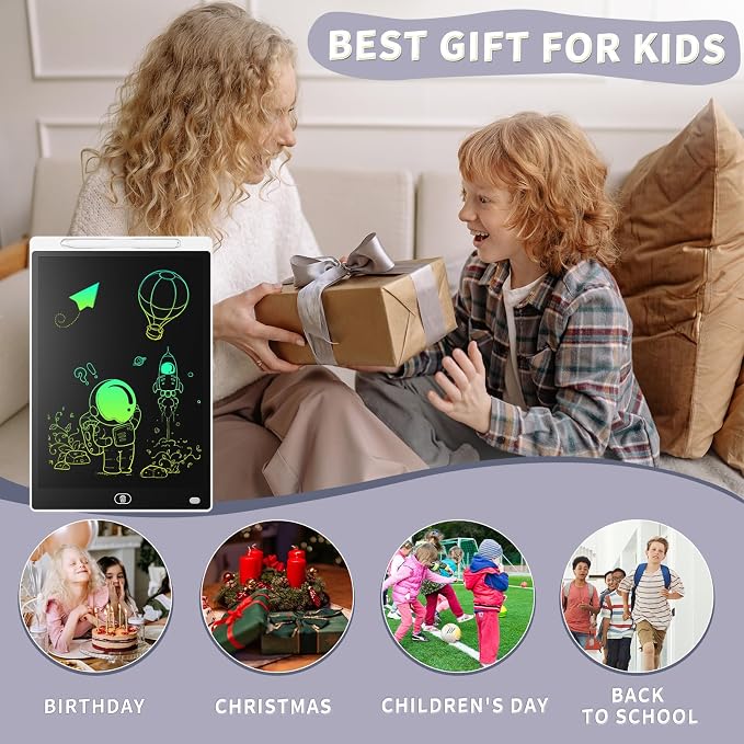 Genialba LCD Writing Board 10 Inches, Colourful Electronic Tablet, Portable - Image 7