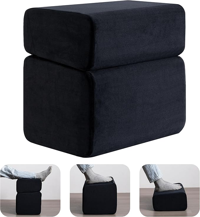 Ganondorf Foot Rest for Under Desk at Work Adjustable Foot Rest Under Desk Ergonomic Foot Stools for Under Office Desk Leg Pillow for Underdesk Footrest with Washable Cover, Black-DeskLoop Office