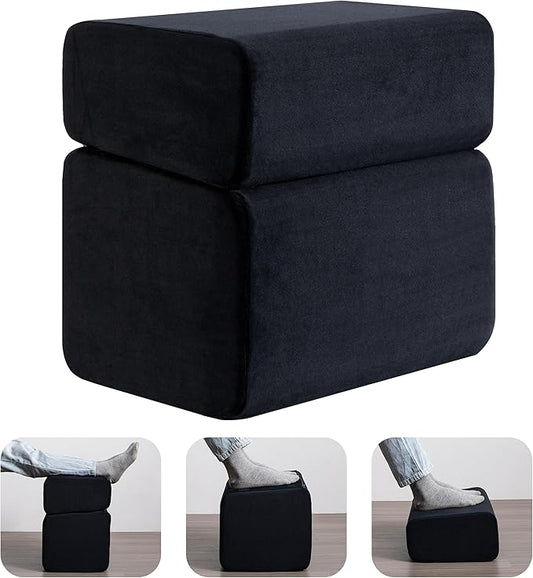 Ganondorf Foot Rest for Under Desk at Work Adjustable Foot Rest Under Desk Ergonomic Foot Stools for Under Office Desk Leg Pillow for Underdesk Footrest with Washable Cover, Black-DeskLoop Office