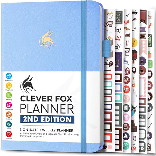 Clever Fox Planner 2nd Edition – Colorful Weekly & Monthly Goal Planner, Time Management & Productivity Organizer, Undated, A5 (Periwinkle)-DeskLoop Office