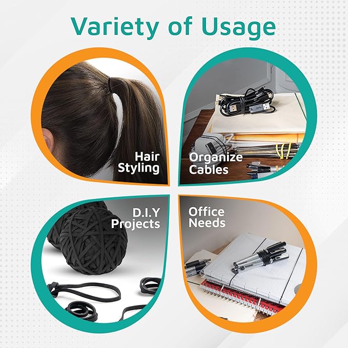 PlasticMill UV Resistant Rubber Bands Size 33 (3 1/2" x 1/8") - EPDM #33 Black Rubber Bands Office Supplies - Strong, Elastic Bands for Crafts, Cash, File Folders (100-Pack)-DeskLoop Office