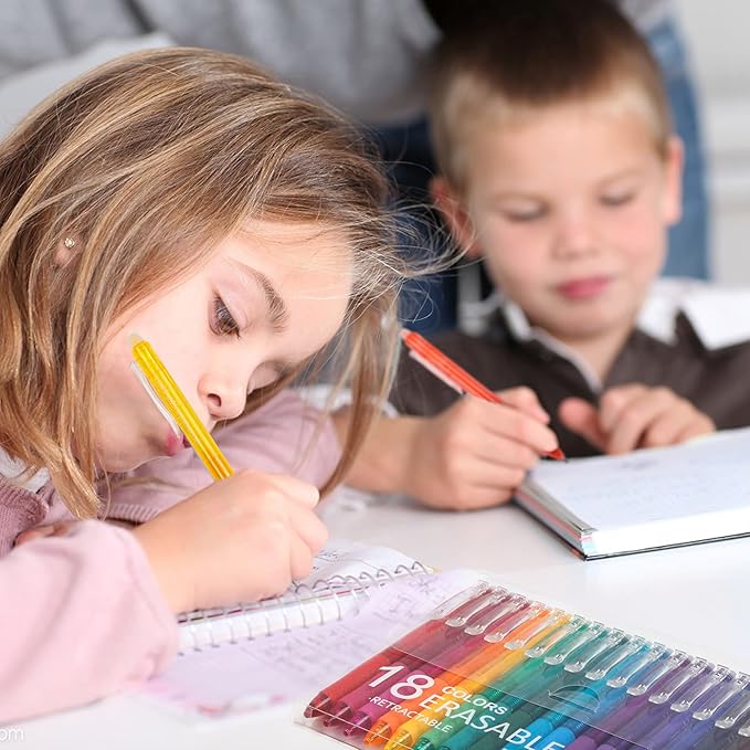 Vanstek 18 Colors Retractable Erasable Gel Pens Clicker, Fine Point(0.7), Make Mistakes Disappear, Premium Comfort Grip for Drawing Writing Planner and Crossword Puzzles-DeskLoop Office