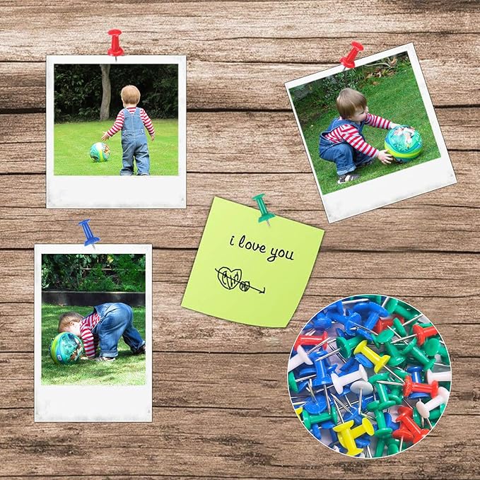 500 Pack Push Pins Tacks, Colored Map Push Pins, Plastic Head, Steel Point, Thumb Tacks for Cork Board, Bulletin Board, Map Pins, Photo Hanging Tacks at Homes, Schools and Offices-DeskLoop Office