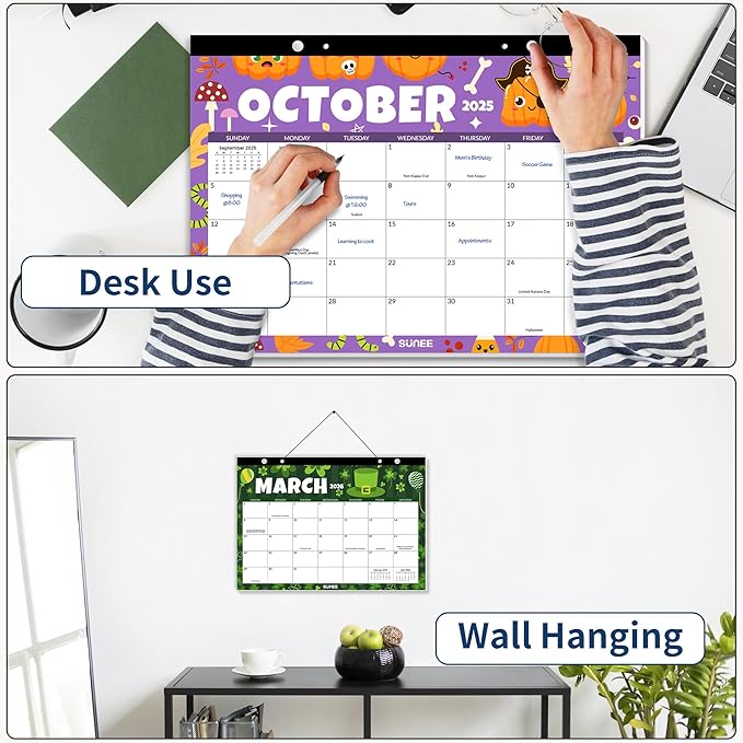 SUNEE Desk Calendar 2025-2026 17x12, 18 Months, JUL. 2025 - DEC. 2026, Academic Desktop Calendar 2025-2026, School Year Large Calendar for Teacher, Seasons Color-DeskLoop Office