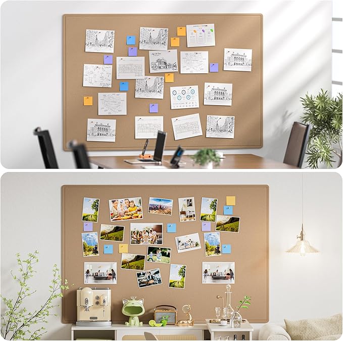 MaxGear Extra Large Bulletin Board 72" x 48", Foldable Felt Board Vision Board Supplies, Cork Board for Office, Home, School, Small Pin Boards for Walls Decorative Display Board Beige Brown-DeskLoop Office