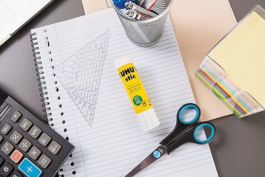 UHU stic, Glue Stick Solvent Free, Washable, Screw on Cap, for School, Crafts, Scrapbooking 1 x 21g Blister, White-DeskLoop Office