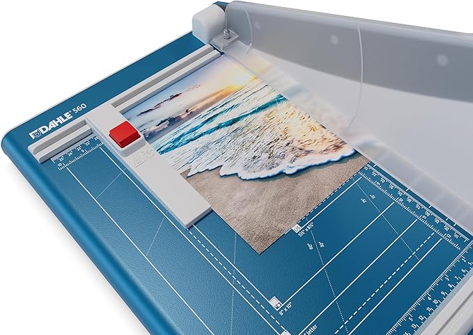Dahle 560 Professional Guillotine Trimmer, 13" Cut Length, 25 Sheet Capacity, Self-Sharpening, Safety Shield, German Engineered Paper Cutter-DeskLoop Office