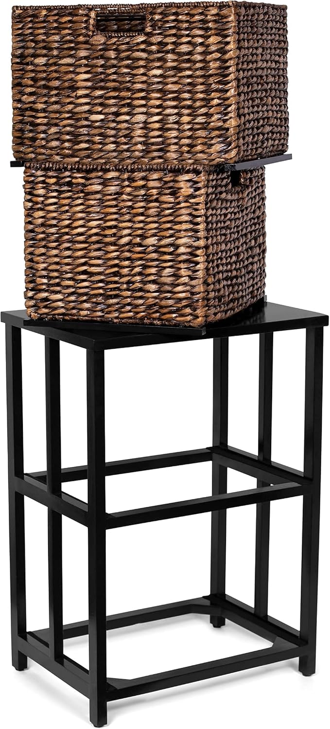 BIRDROCK HOME 2 Tiered File Cubby w/Wood Top - File Cabinet, Home Office Storage, Nightstand, Decorative Wooden Organizer | Desk, Modern Table, Shelves, Side Table, Craft Furniture - Brown Wash-DeskLoop Office