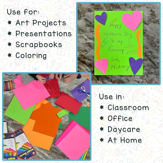 Hygloss Fuchsia Bright Colored Cardstock - 8.5x11-Inch, 90 Sheets, 65 lb/ 176 gsm, Fade-Resistant, Acid-Free Color Card Stock Paper-DeskLoop Office