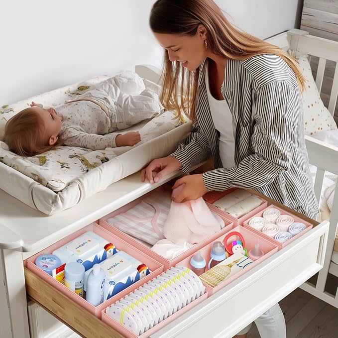 DIMJ Drawer Organizer Clothes - 20 Pack Closet Drawer Organizer Bins for Baby Clothes Storage, Fabric Dresser Organizer for Nursery Bedroom, Foldable Small Drawer Dividers for Underwear Socks-DeskLoop Office