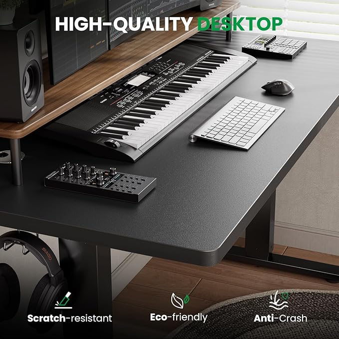 SIAGO Electric Standing Desk Adjustable - 63 x 24 Inch Sit Stand up Desk with Cable Management - 3 Memory Preset Adjustable Height Table-DeskLoop Office