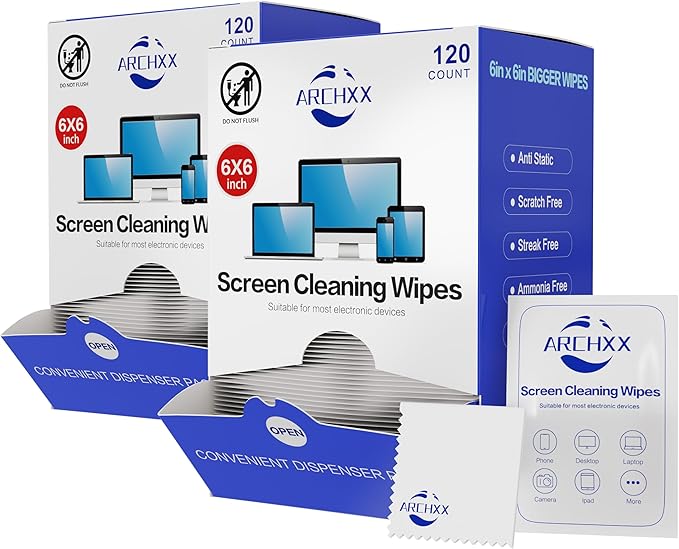 Screen Wipes for Electronics, 240 Count 6"x6" Pre-Moistened Screen Cleaner for Screens, Computer,Laptop,Tablet,Phone,Monitor,Car Screen Cleaner, Lens Wipes Individually Wrapped-DeskLoop Office