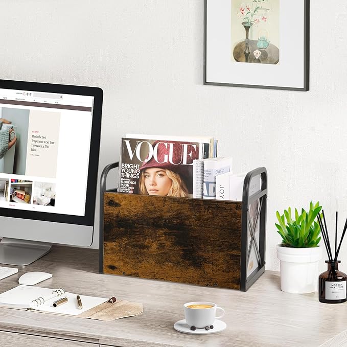 YINMIT Magazine Holder, Magazine Rack Floor, Magazine Storage Basket, Folder Organizer Bin for Books, Newspapers, Tablets-DeskLoop Office