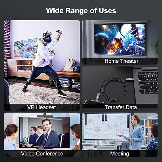 USB C to C Fiber Optic Extension Cable 15M/50FT, USB 3.2 10Gbps Long Distance Active Optical USB C GEN2 Cable for VR/AR, Quest2, Webcam, Camera, Mini PC and More - Grey-DeskLoop Office