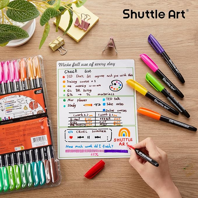 Shuttle Art Dry Erase Markers, 32 Pack 16 Colors Whiteboard Markers,Fine Tip Dry Erase Markers for Kids,Perfect For Writing on Whiteboards,Dry-Erase Boards,Mirrors,Calender,School Office Supplies-DeskLoop Office