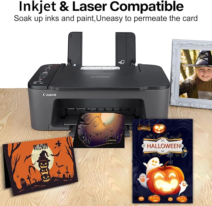 24 Sheets Black Cardstock 8.5 x 11 Black Paper, Goefun 80lb Card Stock Printer Paper for Halloween, Invitations, Scrapbooking, Crafts, DIY Cards-DeskLoop Office