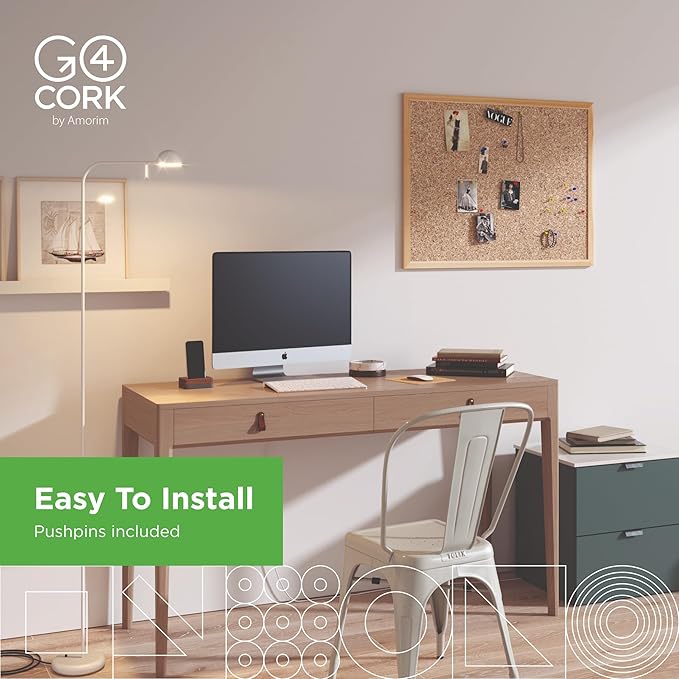 Go4Cork Framed Cork Bulletin Board - 35.4”x 23.6” | Premium Double-Sided Pine Frame Eco Cork Memoboard | Office, Home & Classroom Organization Decor | Pushpins & Set Up Accessories Included-DeskLoop Office