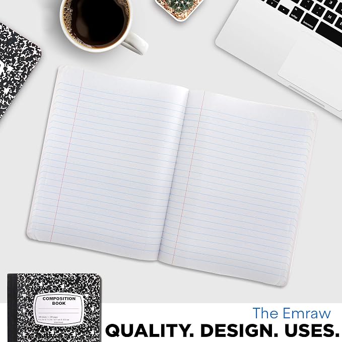 Emraw Marble Composition Notebook Wide Ruled Black and White Composition Books - Image 6