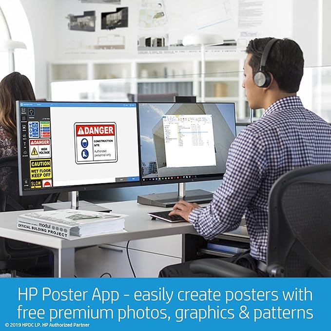 HP DesignJet Studio Large Format 24-inch Wireless Plotter Printer, Includes 3-Year Onsite Warranty Support (5HB12H)-DeskLoop Office