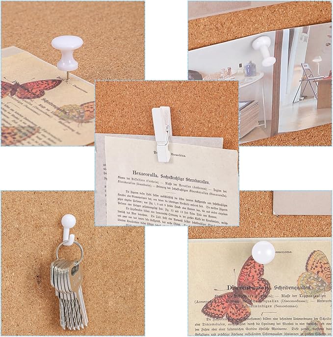 BESARME 200 Pieces Push Pins Set, 5 Types White Thumb Tacks Cute Decorative Push Pins for Wall Cork Board Bulletin Boards with Storage Box-DeskLoop Office