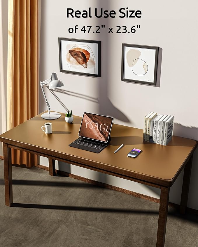 YSAGi Leather Desk Pad Protector, Office Desk Mat, Large Mouse Pad, Non-Slip PU Leather Desk Blotter, Laptop Desk Pad, Waterproof Desk Writing Pad for Office and Home (Bronze, 47.2" x 23.6")-DeskLoop Office