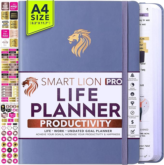 Life Planner - Undated Daily, Weekly & Monthly Planner with Budget Section | A 12 Month Journey to Increase Productivity & Happiness | Life Organizer & Gratitude Journal - Horizontal Format-DeskLoop Office