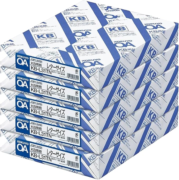 Kokuyo Letter Size (8.5 x 11 inches) KB Paper, 5 Ream (2500 Sheets), 64gsm, 80 Bright - Perfect for Printing, Writing and Journal - FSC Certified, Japan Import (KB-L31TN)-DeskLoop Office